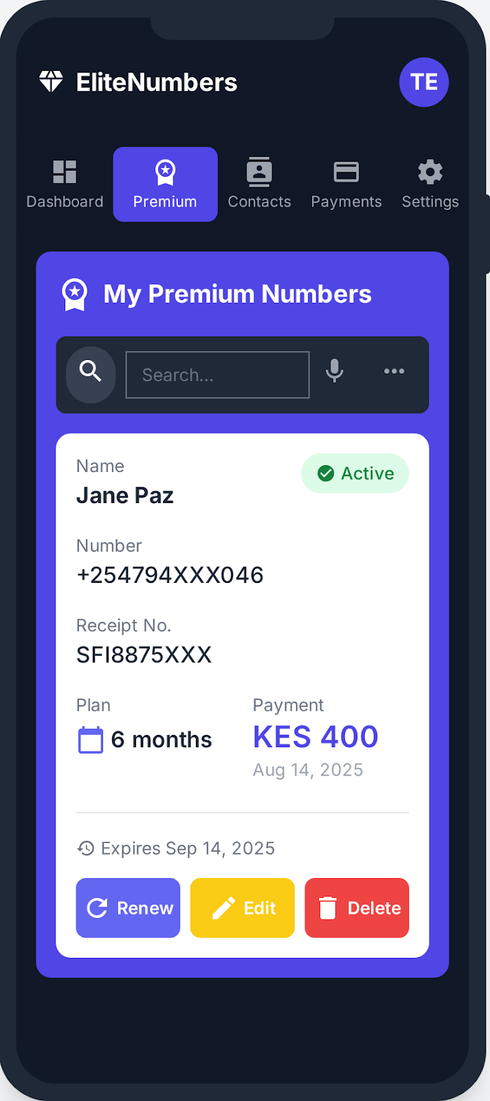 Share contacts screenshot